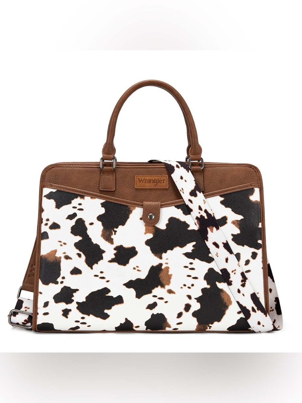 Wrangler Pebbled Faux Leather Laptop Brief Bag Cow-Brown